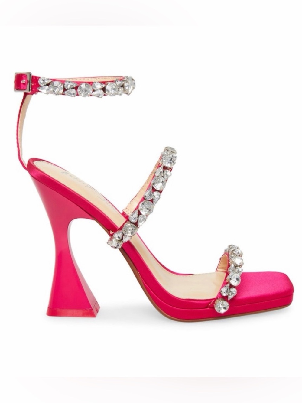 Betsey Johnson Fuchsia Rhinestone Strap High Heels Size 7 M - Picture 2 of 5